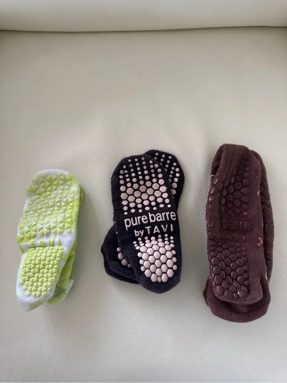 Pure Barre Grip Socks Set of 3 Sticky Pilates Yoga Barre Socks Lime Black Brown